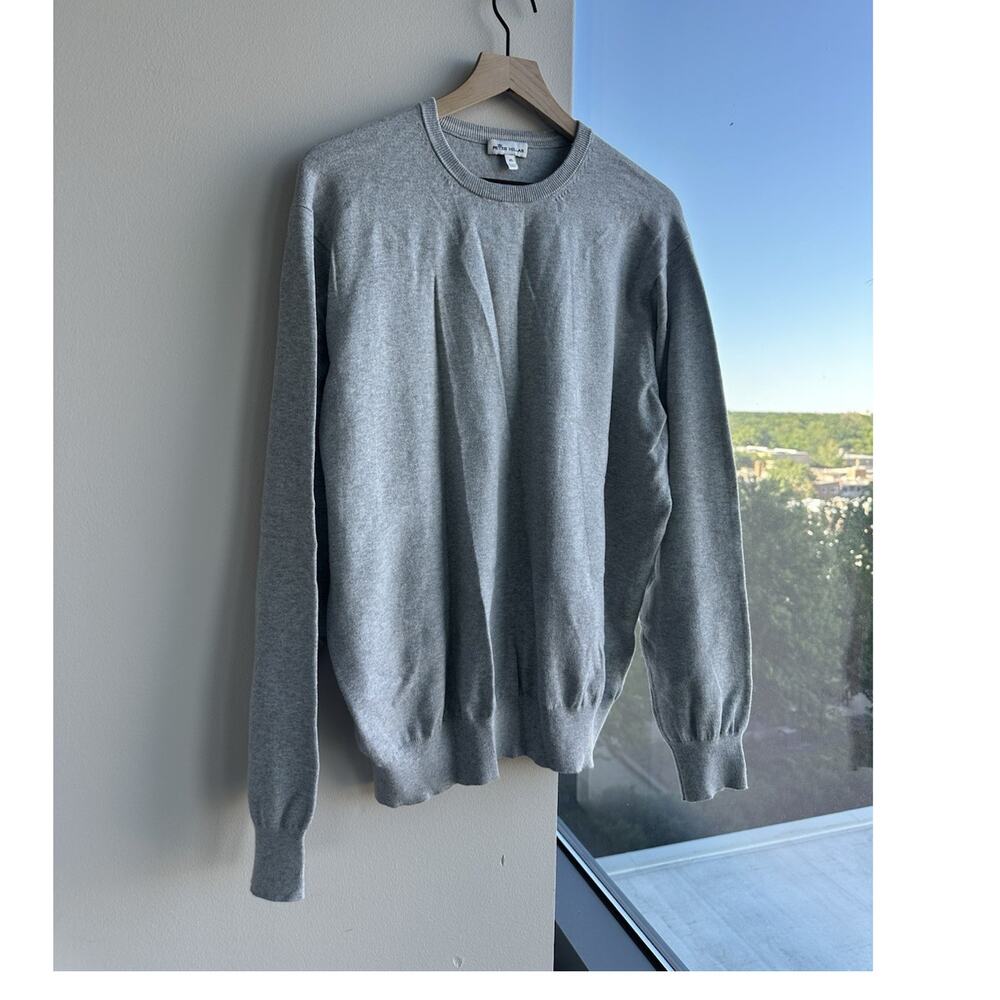 Peter Millar Gray Knit Crew Neck Pullover Pima Cotton Silk Sweater Men's XL